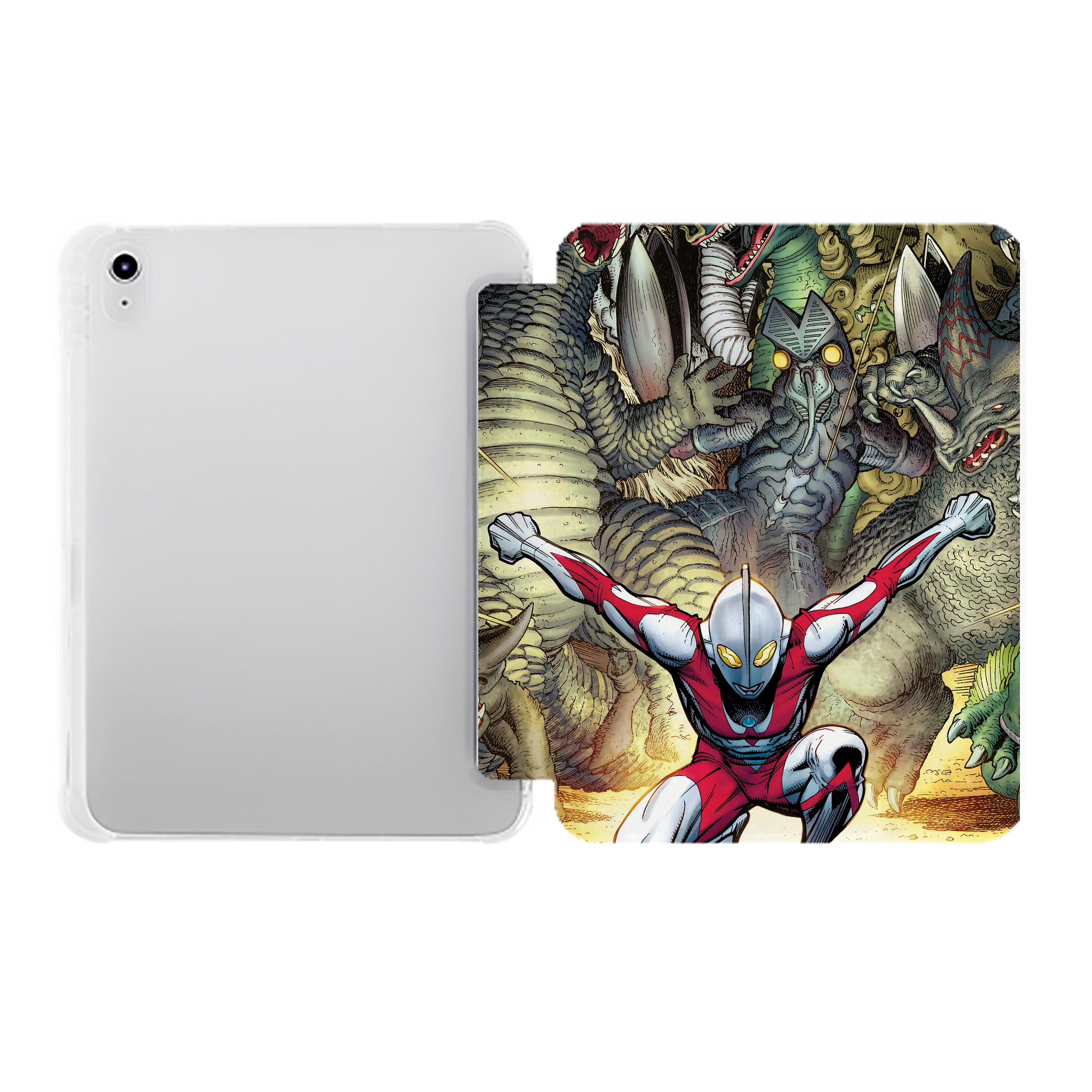 （画像用） ウルトラマン Ultraman IPad ケース ペン収納付き 三つ折りスタンド PUレザー×シリコン 対応機種9.5/10.5/10.9インチ